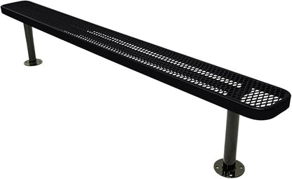 COATEDOUTDOORFURNITURE Coated Outdoor Furniture Heavy-Duty Outdoor Bench Thermoplastic Coated, Expanded Metal, Commercial-Grade Seating, Made in America (Surface Without Back, 8 Ft, Black)