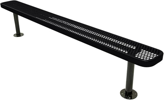 COATEDOUTDOORFURNITURE Coated Outdoor Furniture Heavy-Duty Outdoor Bench Thermoplastic Coated, Expanded Metal, Commercial-Grade Seating, Made in America (Surface Without Back, 8 Ft, Black)