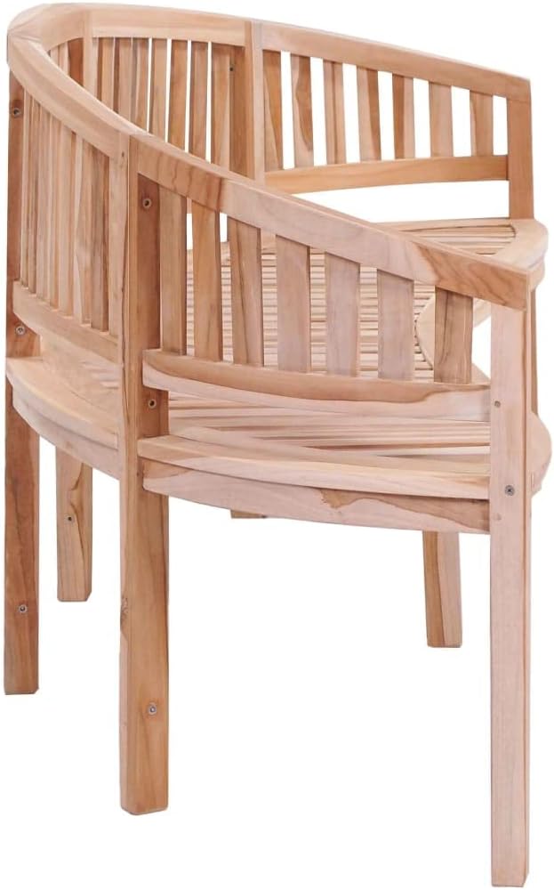 Banana Bench,Outdoor Patio Bench,Porch Chair,Wood Garden Bench,with Backrest,for Outdoor,Park,Yard,Patio,78.7" Solid Teak Wood