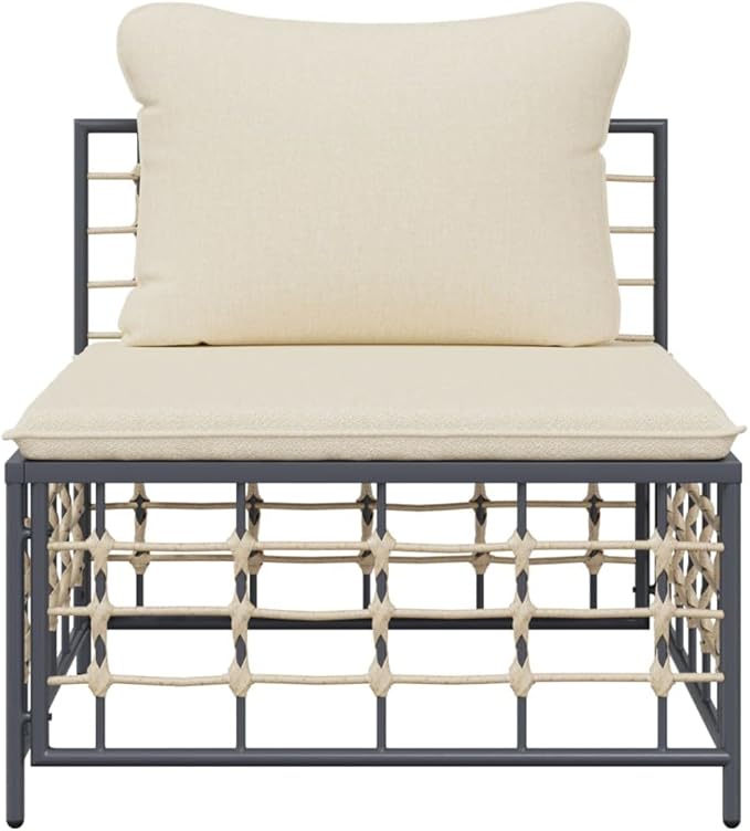 Garden Middle Sofa Anthracite, Modular PE Rattan Patio Chair, Outdoor Wicker Seat with Comfortable Cushions for Balcony - Photo 4