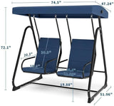 2-Person Outdoor Swing Chair with Canopy, Heavy Duty Patio Glider Bench, High Back Support, Detachable Cushions - Photo 2