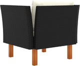 Outdoor Patio Sofa 25.4x28.5x26.4 in, Black PE Rattan, Removable Cushions, Steel Frame, Eucalyptus Legs - Photo 4