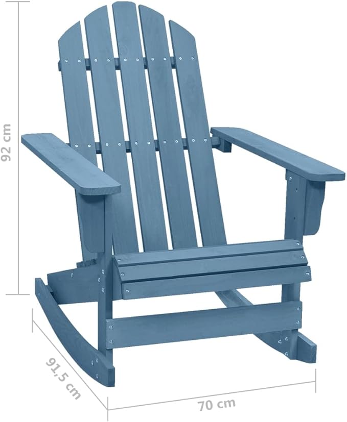 Patio Adirondack Rocking Chair Solid Fir Wood Blue, Patio Dining Chairs, Bar Stools - Photo 2