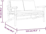 Bamboo Outdoor Loveseat 29.5x45.3x29.1, 485 lbs, Dark Grey Cushions, Removable Zipper Pads, Wipe Clean, Balcony Garden - Photo 4
