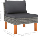 2-Piece Grey Outdoor Sectional Sofa Set, 25.4" x 23.8" Modern Poly Rattan Patio Couch with Removable Cushions - Photo 9
