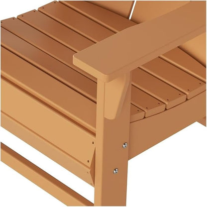 Costaelm Patio hdpe Adirondack Chair, Outdoor Balcony Pool Chair, Modern Front Porch Fire Pit Backyard Chair, Garden Resin Lounge Chair for Outside, Teak