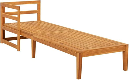 Sun Lounger with 1 Armrest,Lounge Chair Wooden,Sun Chair,Long Chairs for Outside,Pool Chaise Lounge Chair,Modern Patio Furniture,for Patio,Porch,Deck,Dark Gray Solid Acacia Wood