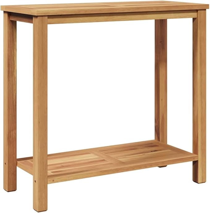 Solid Teak Wood Console Table 33.46 x 13.78 x 29.53 in Brown for Outdoor Patio Garden with Storage Space Modern - Photo 7