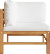 2-Seater Outdoor Bench with Cream Cushions, Solid Teak Wood Garden Seat, Modern Patio Furniture for Balcony - Photo 4