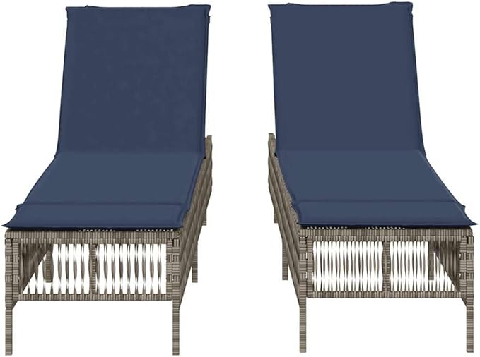 Patio Sun Lounger Gray, 2-Person Adjustable Outdoor Chaise Lounge with Cushion - Photo 5
