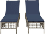 Patio Sun Lounger Gray, 2-Person Adjustable Outdoor Chaise Lounge with Cushion - Photo 5