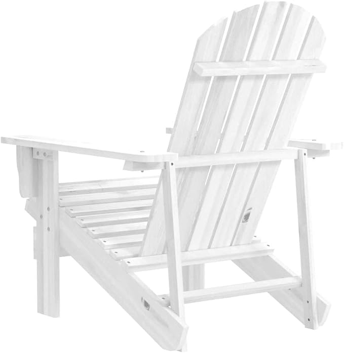 vidaXL Outdoor Solid Wood Patio Chair in White - Classic Design, Weather- Hardwood and Firwood Construction, Ideal for Garden, Patio, or Deck.