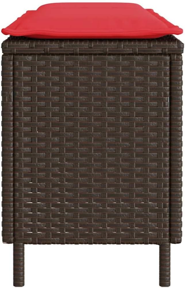 Garden Bench Deck Bench Patio Bench with Cushion Brown 43.3"x11.8"x15.9" Poly Rattan