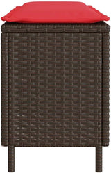 Garden Bench Deck Bench Patio Bench with Cushion Brown 43.3"x11.8"x15.9" Poly Rattan - Photo 6