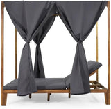 Christopher Knight Home Kenzie Acacia Wood Outdoor Daybed with Canopy, Double Chaise Lounge Chair Outdoor with Cushion - Photo 5