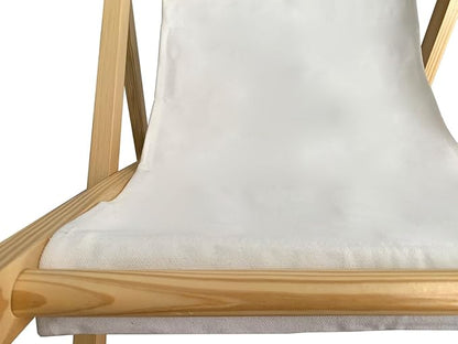 TBACW Patio Lounge Chair Replacement Canvas 47" L x 17" W - Beach Sling Chair Fabric, Indoor Outdoor Use - No Wooden Frame (White)