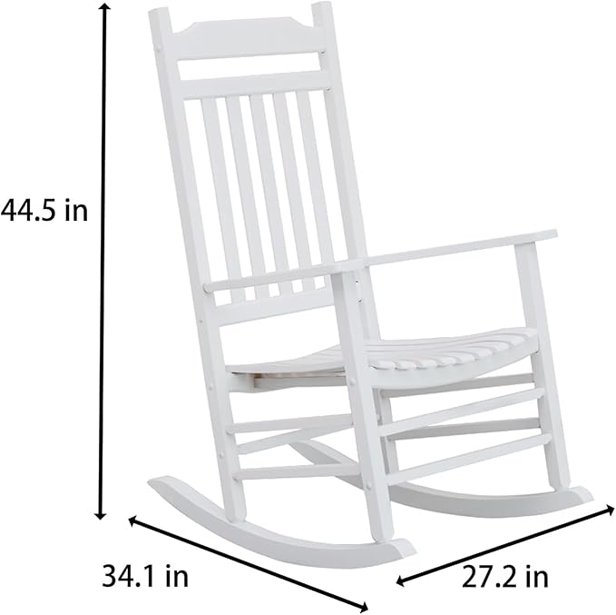 Wooden Porch Rocking Chairs Outside Outdoor Rockers for Adults Furniture for Living Room Patio Lounge Garden Indoor White
