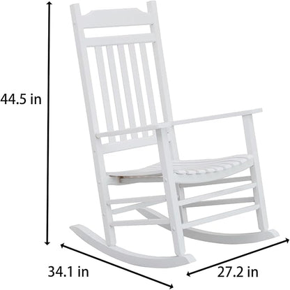 Wooden Porch Rocking Chairs Outside Outdoor Rockers for Adults Furniture for Living Room Patio Lounge Garden Indoor White