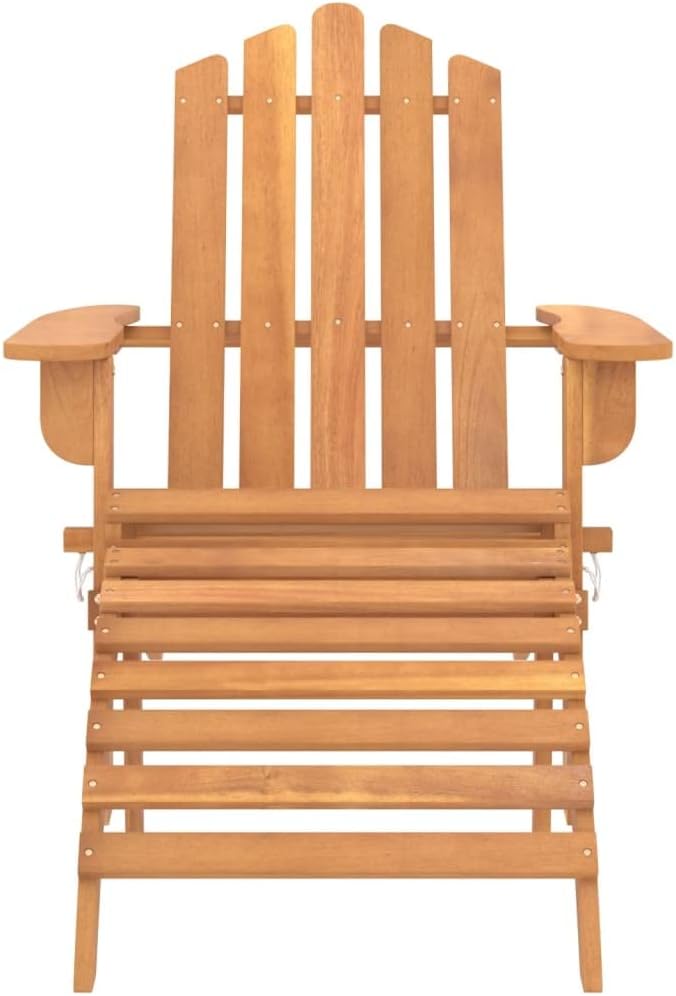 Solid Acacia Wood Adirondack Chair with Foldable Footrest - Patio Lounge Chair Outdoor Furniture for Garden, Poolside & Backyard Relaxation (33.1" D, Oil-Finished)