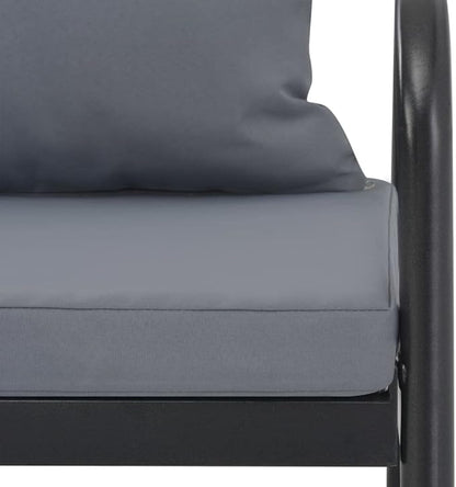 2 Seater Outdoor Garden Bench with Light Grey Cushions, Aluminum Frame Rectangular Patio Loveseat for Balcony Terrace 48.4 Inch