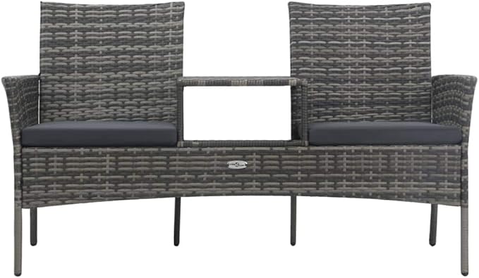 2-Seater Patio Sofa with Tea Table, Garden Bench, Removable Seat Cushion, Outdoor Garden Bench, Easy to Clean for Patio - Photo 4