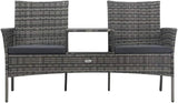 2-Seater Patio Sofa with Tea Table, Garden Bench, Removable Seat Cushion, Outdoor Garden Bench, Easy to Clean for Patio - Photo 4