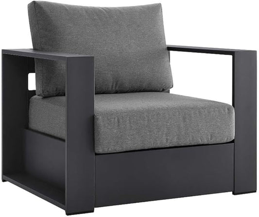 Modway Tahoe Aluminum Outdoor Patio Armchair in Gray Charcoal