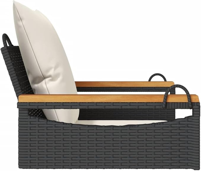 Outdoor Single Swing Chair with Cushions, Modern PE Rattan Hanging Bench Seat for Patio Garden Backyard Balcony - Photo 5