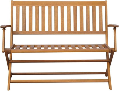 vidaXL Garden Bench with Cushion 47.2 in Solid Acacia Wood Oiled Finish Weather-Resistant Polyester Comfortable Outdoor Seating Foldable Chair Patio Wooden Furniture Cushions Polyester