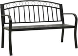 Black Steel Garden Bench with Table Rectangular Outdoor Seating for Patio Balcony Garden Compact Space-Saving Design - Photo 3