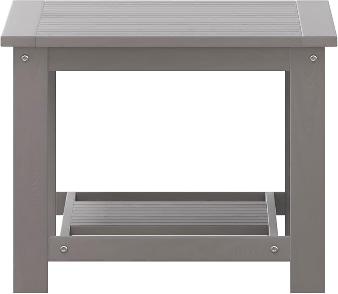 BizChair Two Tiered Commercial Grade Adirondack Coffee Table - Gray Finish Poly Resin Wood - All-Weather - Slatted - Photo 8