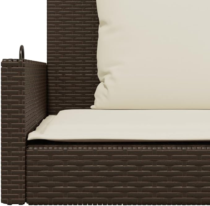 Brown Swing Bench with Cushions, 2-Person Steel Frame and PE Rattan Seat for Patio Garden Balcony - Photo 8