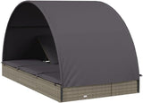 2-Person Adjustable Outdoor Chaise Lounge, 83" Gray PE Rattan Sunbed with Multi-Position Backrest & Cushions - Photo 8