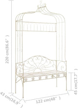 Wrought Iron Garden Bench 48-Inch Outdoor Seating for 2, Antique White Vintage Style Metal Park Bench for Patio - Photo 2