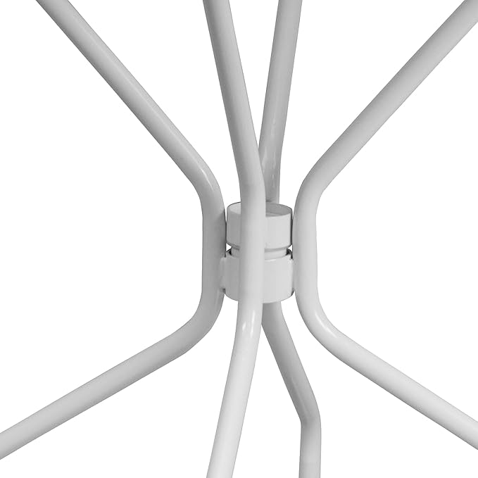 Flash Furniture Oia Commercial Grade 35.25" Round White Indoor-Outdoor Steel Patio Table with Umbrella Hole