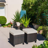 Tangkula 2 Pieces Outdoor Patio Ottoman, All Weather Rattan Wicker Ottoman Seat, Patio Rattan Furniture - Photo 6