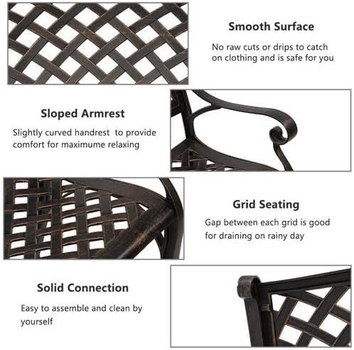 40.5" Outdoor Garden Bench, Patio Furniture Cast Aluminum Bench with Mesh Backrest, Weather Proof 2-Person Outdoor Loveseat with Anti-Rust for Park, Porch, Pool, Backyard