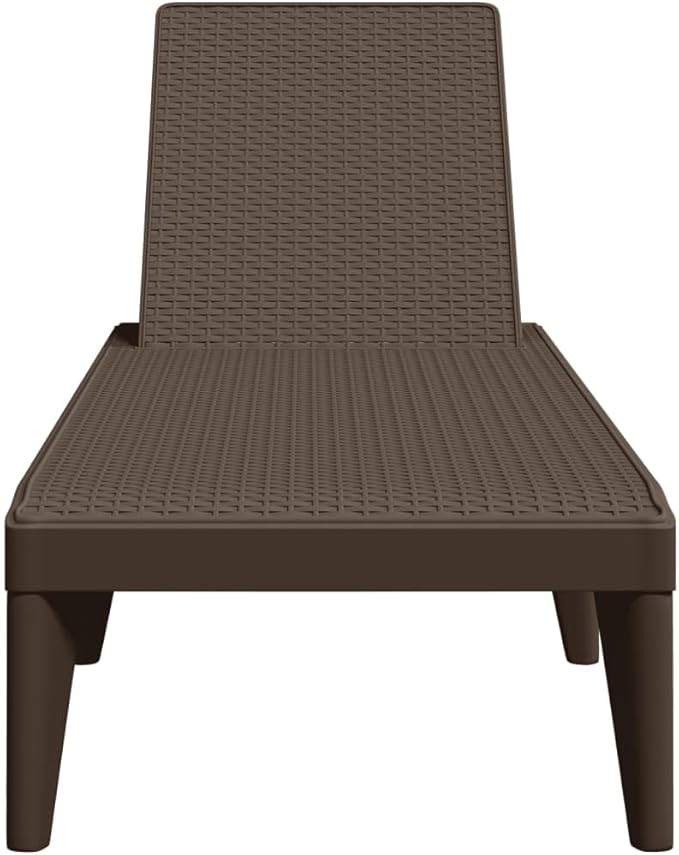 Brown Textured PP Adjustable Outdoor Chaise Lounge Chair 73.2 x 23.6 x 11.4 in UV Resistant Lightweight Pool Lounger - Photo 4