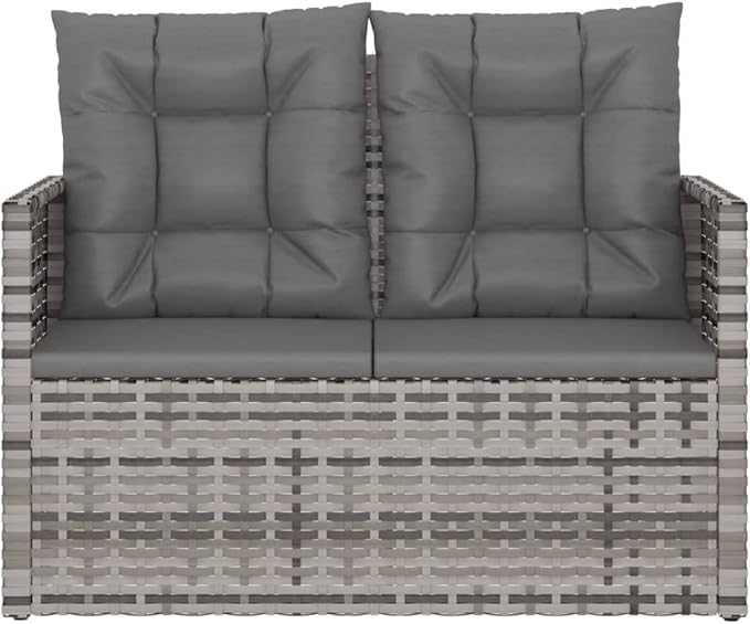 Garden Bench Deck Bench Patio Bench with Cushions Gray 41.3" Poly Rattan - Photo 5