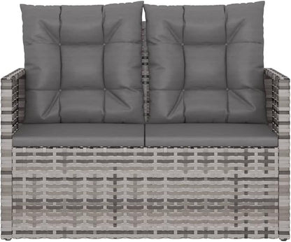Garden Bench Deck Bench Patio Bench with Cushions Gray 41.3" Poly Rattan