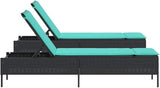 Patio Sun Lounger Set of 2 with Blue Cushions, Adjustable Backrest Outdoor Furniture for Garden, Poolside, Balcony - Photo 5