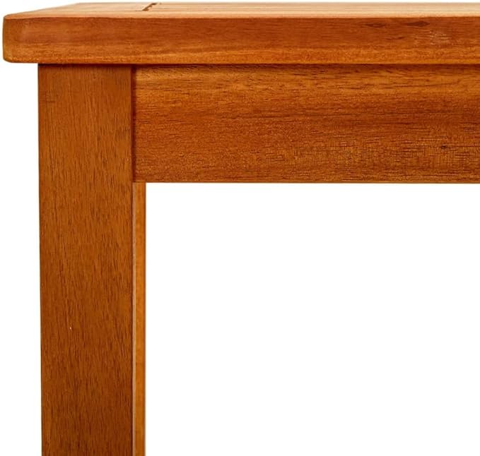 Solid Acacia Wood Small Outdoor Coffee Table 27.6"x27.6"x14.2" Rustic Brown Slatted Patio Side Table for Balcony and - Photo 6