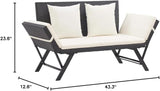 Patio Bench with Cushions, Outdoor Sunbed, Cushion Cover Removable, Garden Bench, Easy to Clean for Patio, Garden, Patio - Photo 2