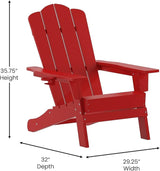 Flash Furniture Newport Adirondack Chairs with Cup Holders, Weather Resistant Poly Resin Adirondack Chairs, Set of 2 - Photo 3