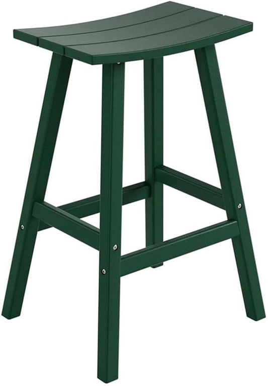 Costaelm All-Weather Outdoor Bar Stools, 29" Height Patio Stools & Bar Chairs, Adirondack Poly Patio Bar Stool for Patio, Deck, Kitchen Counter and Garden, Dark Green
