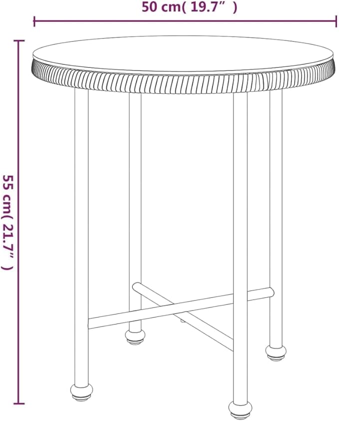 Round Bistro Dining Table 19.7 in Clear Glass Top & Steel Legs, Weather-Resistant Small Patio Table for Balcony, Garden - Photo 2