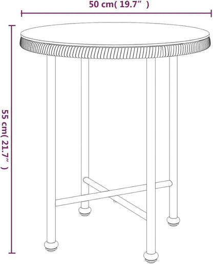 Round Bistro Dining Table 19.7 in Clear Glass Top & Steel Legs, Weather-Resistant Small Patio Table for Balcony, Garden, Breakfast Nook, Living Room