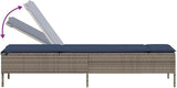 Gray PE Rattan Sun Lounger with Multi-Position Backrest, 78 x 31 x 15 in Outdoor Chaise Lounge Set with Side Table - Photo 6