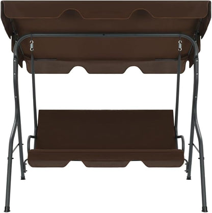 3-Seater Garden Swing Bench with Adjustable Canopy, Outdoor Patio Porch Seat, Coffee Powder-Coated Steel Frame, Weather-Resistant Furniture, 551 lbs Capacity