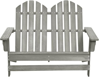 Lawn Chairs Porch Furniture Patio Furniture Set 2-Seater Patio Adirondack Chair Solid Wood Fir Grayfor Outdoor Kitchen Lawn Garden